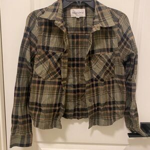 Wallflower Women's Utility Jacket - Green and Brown Plaid